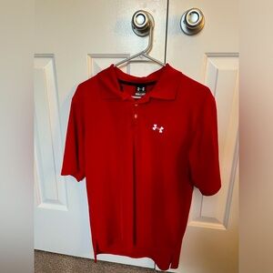 Under Armour Mens Small Polo 1/4 button shirt Red